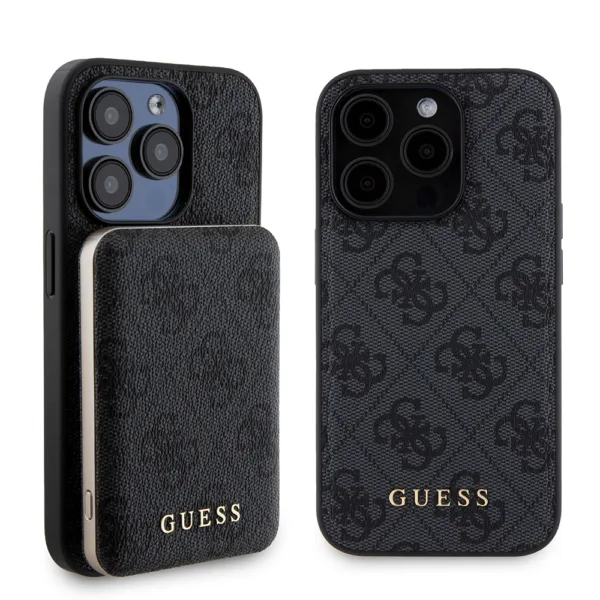 Guess - Hardcase Powerbank MagSafe (GUBPM5P15L4GEMGK) - iPhone 15 Pro - Black