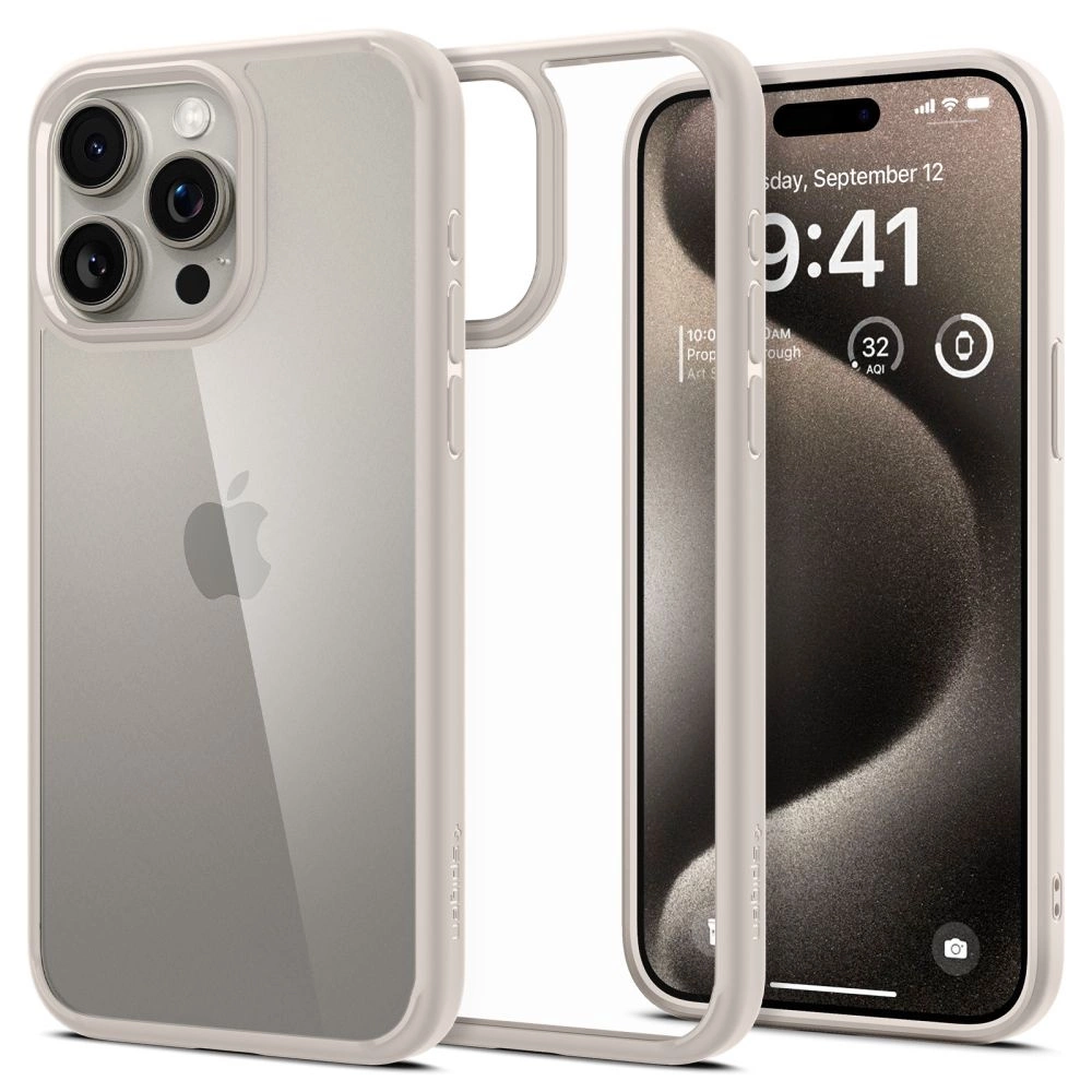 Spigen Ultra Hybrid iPhone 15 Pro Max Case - Natural Titanium