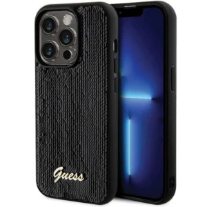 Guess Sequin Script Metal case for iPhone 13 Pro / 13 - black