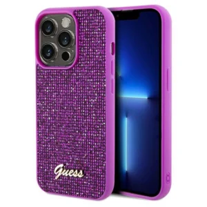 Guess Disco Metal Script case for iPhone 14 Pro - fuchsia