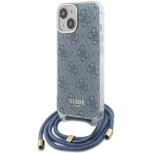 Guess Crossbody Cord 4G Print Case for iPhone 15/14/13 - Blue