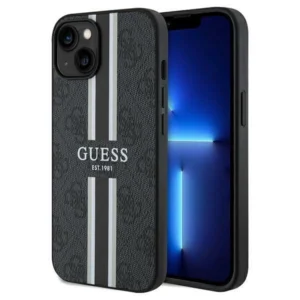 Guess 4G Printed Stripes MagSafe Case for iPhone 15/14/13 - Black