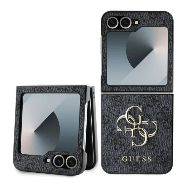 Guess - Leather 4G Metal Logo (GUHCZF64GMGGR) - Samsung Galaxy Z Flip6 - Black