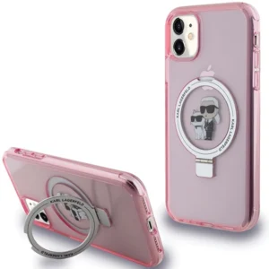 Karl Lagerfeld Ring Stand Karl&Choupette MagSafe case for iPhone 11 / Xr - pink