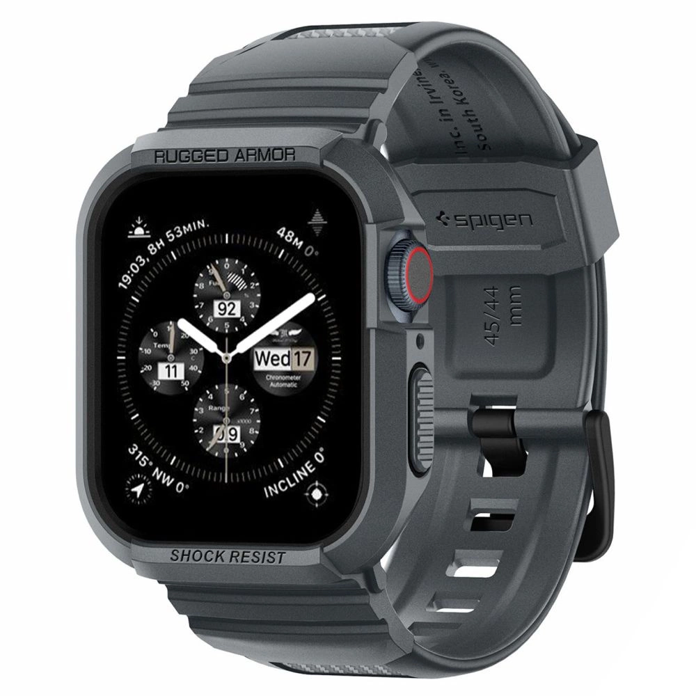 Spigen Rugged Armor Pro Case for Apple Watch 4 / 5 / 6 / 7 / 8 / 9 / SE (44 / 45 mm) - Dark Gray