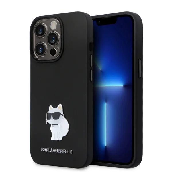 Karl Lagerfeld - Silicone (KLHCP14LSMHCNPK) - iPhone 14 Pro - Choupette Metal Pin