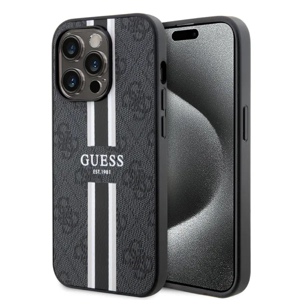 Guess - Hardcase 4G Printed Stripes MagSafe (GUHMP15XP4RPSK) - iPhone 15 Pro Max - Black