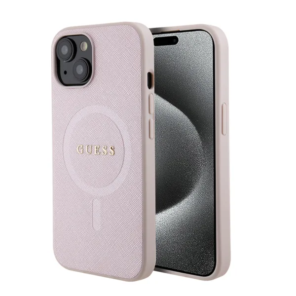 Guess - Saffiano MagSafe (GUHMP15SPSAHMCP) - iPhone 15 / iPhone 14 / iPhone 13 - Pink