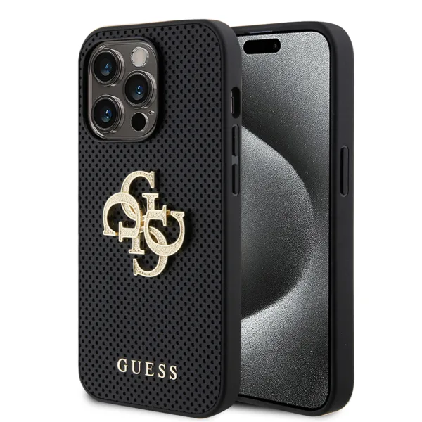 Guess - Leather Perforated 4G (GUHCP15XPSP4LGK) - iPhone 15 Pro Max - Black