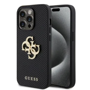 Guess - Leather Perforated 4G (GUHCP15LPSP4LGK) - iPhone 15 Pro - Black