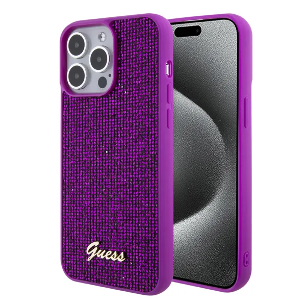 Guess - Disco Metal Script (GUHCP15LPMSDGSF) - iPhone 15 Pro - Fuchsia