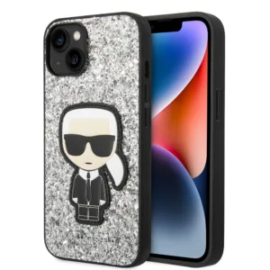 Karl Lagerfeld - Hardcase Glitter (KLHCP14SGFKPG) - iPhone 15 / iPhone 14 / iPhone 13 - Silver Flakes Ikonik