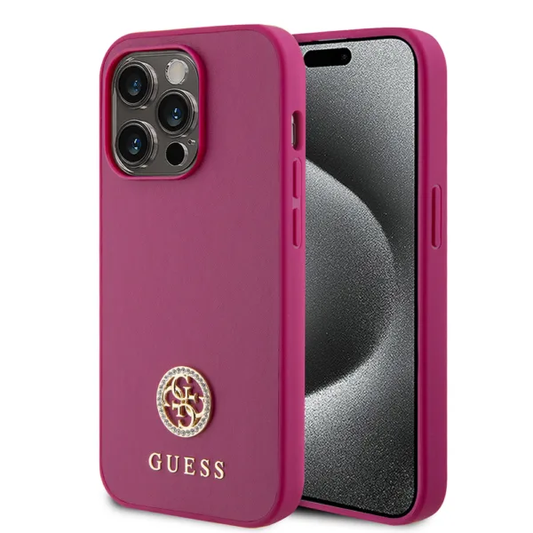 Guess - Strass Metal Logo (GUHCP15LPS4DGPP) - iPhone 15 Pro - Pink