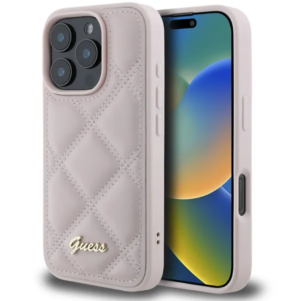 Guess - Quilted Metal Logo (GUHCP16LPSQSQSP) - iPhone 16 Pro - Pink