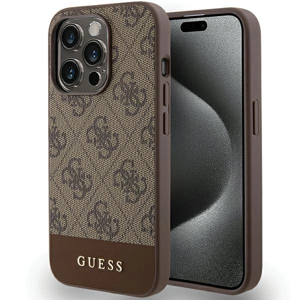 Guess 4G Stripe Collection case for iPhone 15 Pro - brown