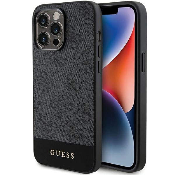 Guess 4G Stripe Collection case for iPhone 15 Pro Max - gray