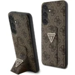 Guess Grip Stand 4G Triangle Strass case for Samsung Galaxy S24+ - brown