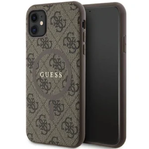 Guess GUHMN61G4GFRW iPhone 11 6.1" / Xr brown/brown hardcase 4G Collection Leather Metal Logo MagSafe