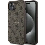 Guess 4G Collection Leather Metal Logo MagSafe Case for iPhone 14/15/13 - Brown