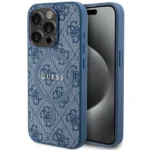 Guess 4G Collection Leather Metal Logo MagSafe Case for iPhone 14 Pro Max - Blue