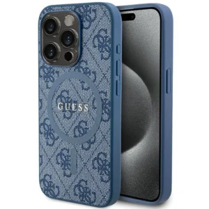 Guess 4G Collection Leather Metal Logo MagSafe Case for iPhone 14 Pro Max - Blue