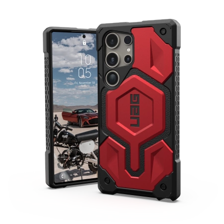 UAG Monarch Pro case for Samsung Galaxy S24 Ultra 5G with magnetic module - black and red