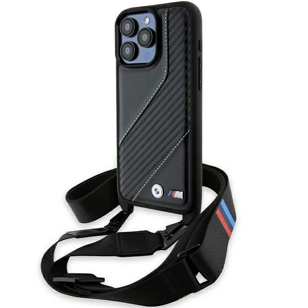 BMW M Edition Carbon Stripe & Strap case for iPhone 15 Pro - black