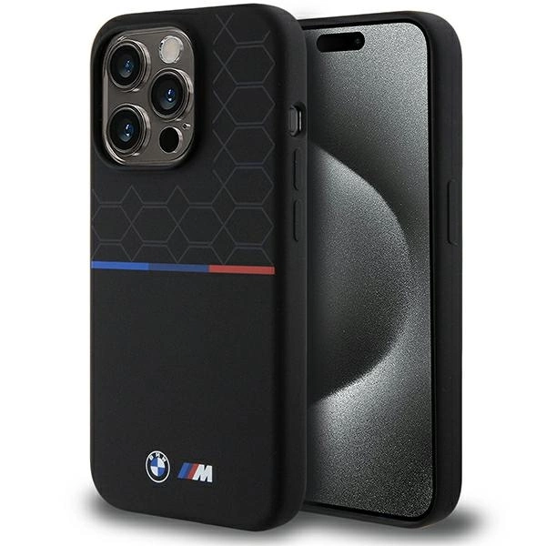 BMW M Silicone Pattern MagSafe case for iPhone 15 Pro - black