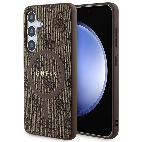 Guess 4G Collection Leather Metal Logo MagSafe Case for Samsung Galaxy S24 - Brown