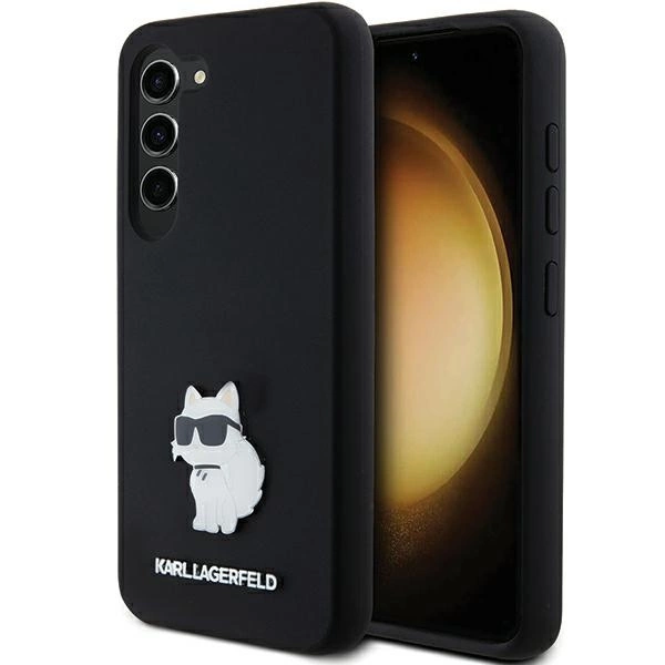 Karl Lagerfeld Silicone Choupette Metal Pin case for Samsung Galaxy S23 - black