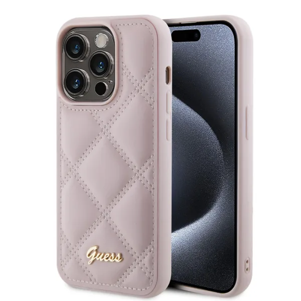 Guess - Quilted Metal Logo (GUHCP15XPSQSQSP) - iPhone 15 Pro Max - Pink