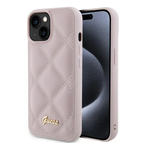 Guess - Quilted Metal Logo (GUHCP15SPSQSQSP) - iPhone 15 / iPhone 14 / iPhone 13 - Pink