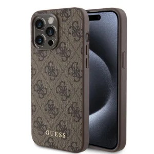 Guess - Hardcase 4G Metal Gold Logo (GUHCP15XG4GFBR) - iPhone 15 Pro Max - Brown