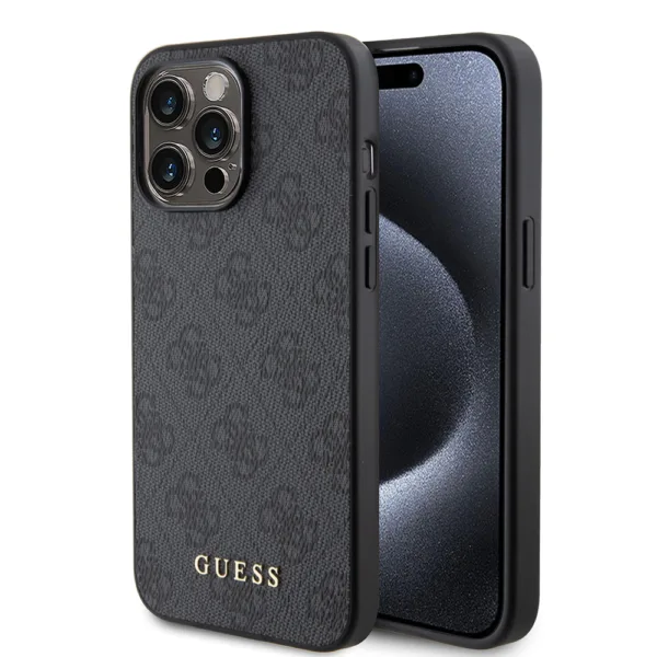 Guess - Hardcase 4G Metal Gold Logo (GUHCP15LG4GFGR) - iPhone 15 Pro - Grey