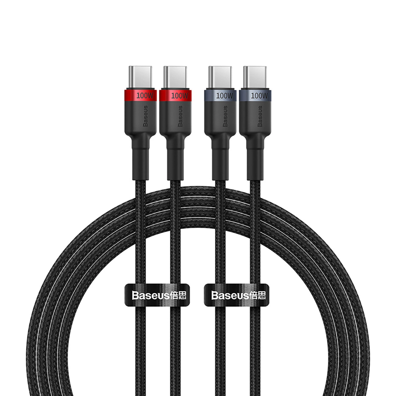 Baseus Cafule USB-C / USB-C 100W cable 2 m - red-black and black-gray (2 pcs.)