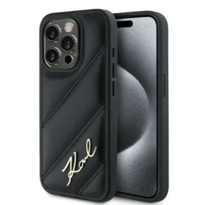 Karl Lagerfeld - Diagonal Quilted Script (KLHCP14XPQDSMGK) - iPhone 14 Pro Max - Black