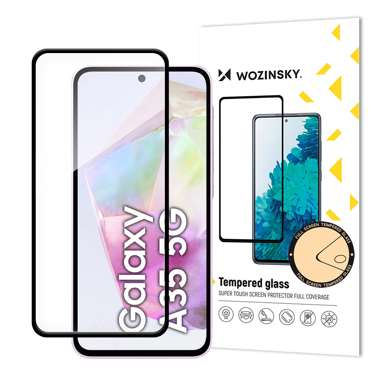 Wozinsky Full Glue Tempered Glass for Samsung Galaxy A35 with black frame