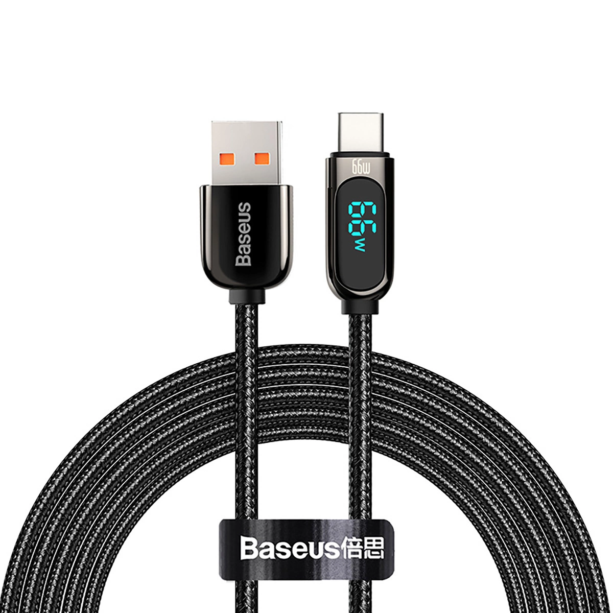 Baseus Display Fast Charging Data USB-A / USB-C 66W 1 m cable - black