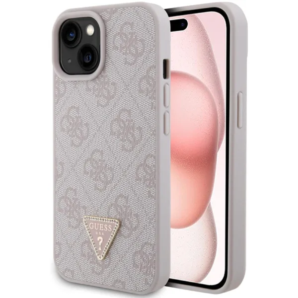 Guess - Leather 4G Triangle Strass (GUHCP15SP4TDPP) - iPhone 15 - Pink