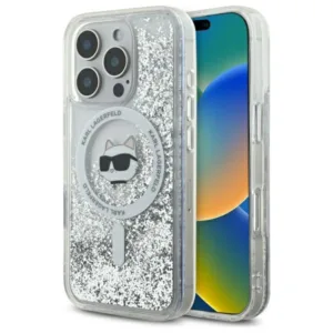 Karl Lagerfeld - Liquid Glitter MagSafe (KLHMP16XLGCHSGH) - iPhone 16 Pro Max - Transparent Choupette Head