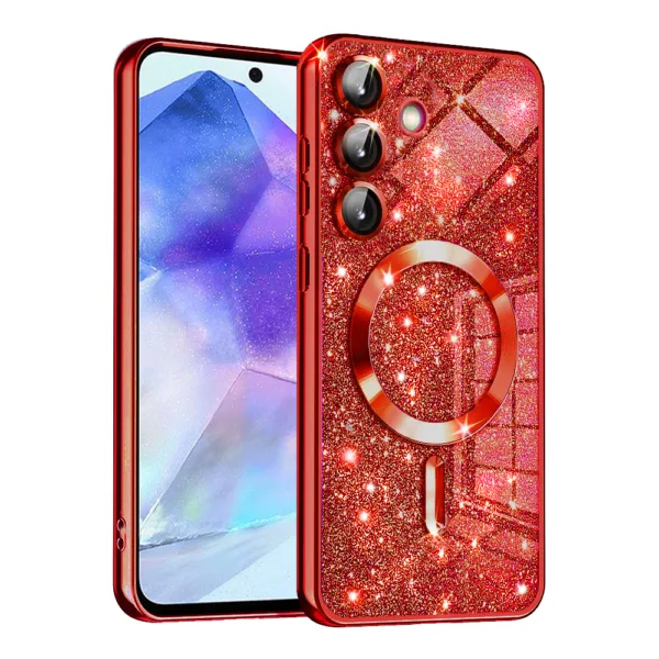 Techsuit - Luxury Glitter MagSafe - Samsung Galaxy A55 5G - Red