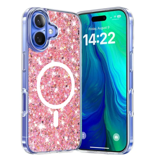 Techsuit - Sparkly Glitter MagSafe - iPhone 16 Plus - Pink