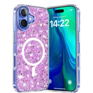 Techsuit - Sparkly Glitter MagSafe - iPhone 16 Plus - Magenta