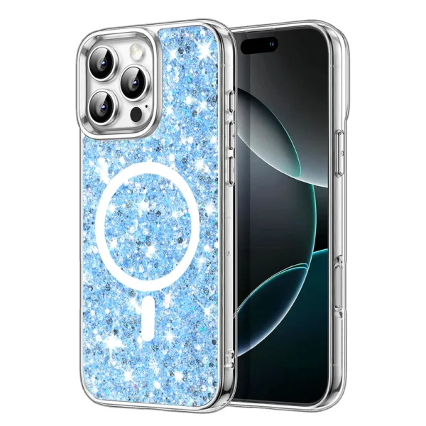 Techsuit - Sparkly Glitter MagSafe - iPhone 16 Pro - Blue