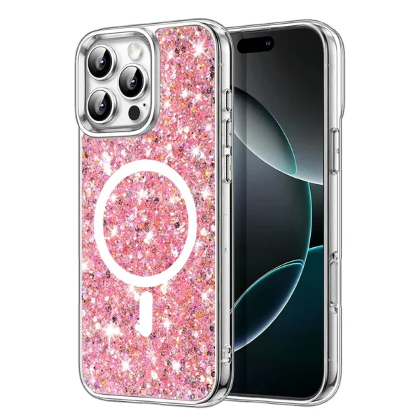 Techsuit - Sparkly Glitter MagSafe - iPhone 16 Pro Max - Pink