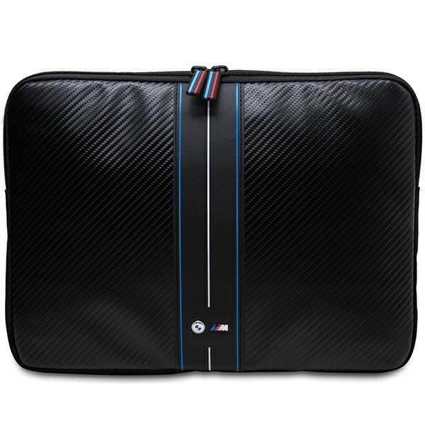 BMW Carbon & Blue Stripe sleeve for a 16" laptop - black