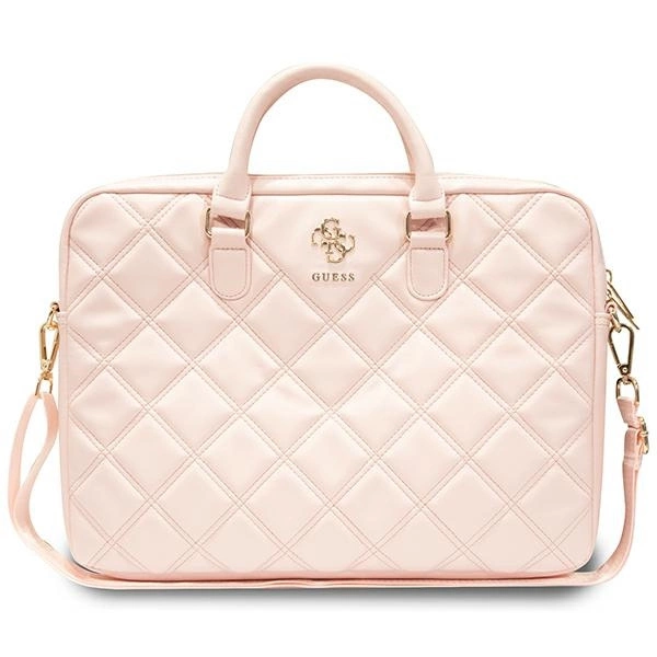 Guess Quilted 4G bag for a 16" laptop - pink