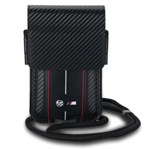 BMW Carbon & Red Stripe phone bag - black