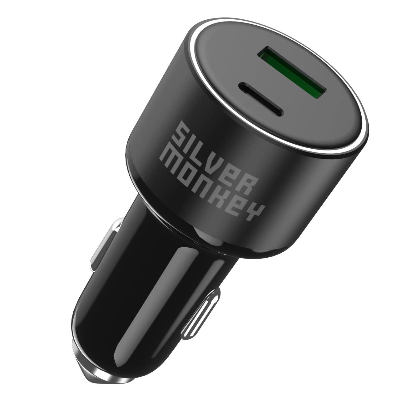 Silver Monkey SMA014 100W car charger 1xUSB-C PD 1xUSB-A QC 3.0 - black