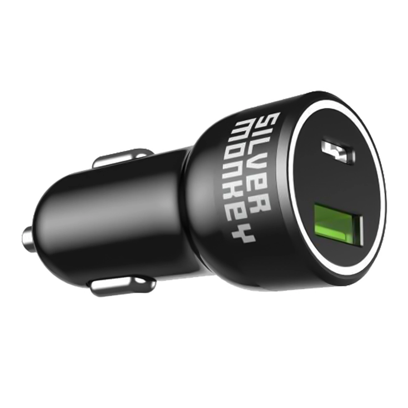 Silver Monkey SMA078 car charger 1xUSB-C 1xUSB-A 45W PD QC - black